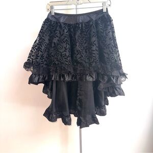 Goth girl  Black Lace high low Skirt